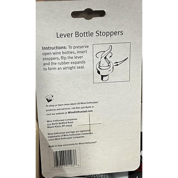 Wine Enthusiast Lever Wine Bottle Expansion Stoppers Set of 3 - Picture 2 of 7